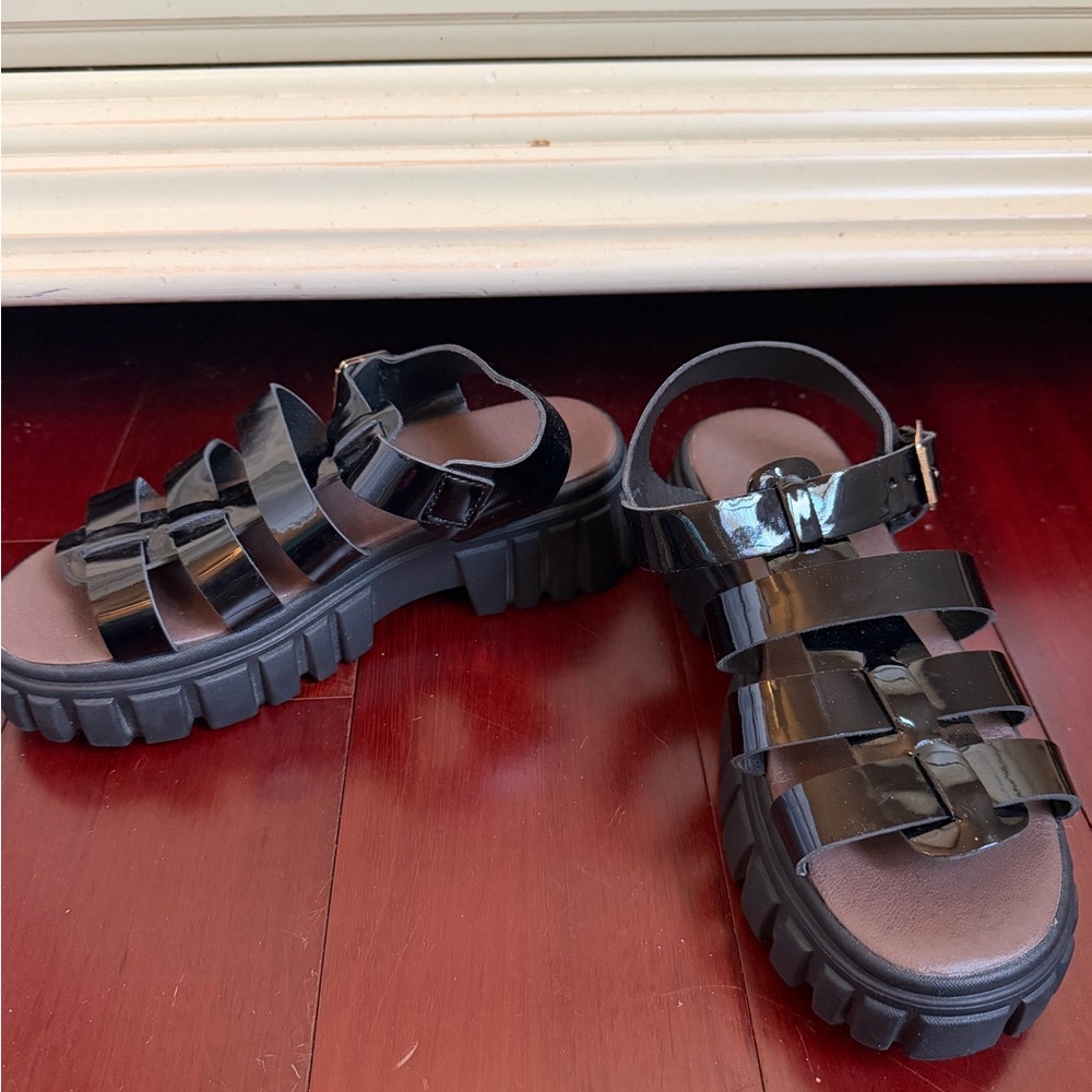Black Strappy Platform Sandals